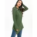ock Neck Cowl Neck Longline Sweater - Army Green