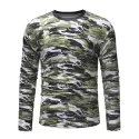Multicolor Camouflage Pattern Long Sleeves T-shirt - Camouflage Green