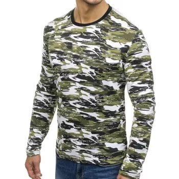 Multicolor Camouflage Pattern Long Sleeves T-shirt - Camouflage Green