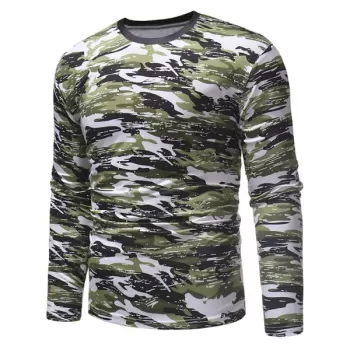 Multicolor Camouflage Pattern Long Sleeves T-shirt - Camouflage Green