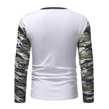 Multicolor Camouflage Pattern Long Sleeves T-shirt - Camouflage Green