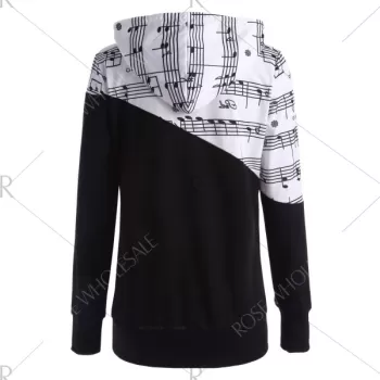 usic Note Two Tone Hoodie - Black