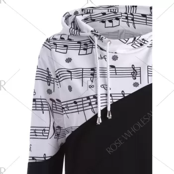 usic Note Two Tone Hoodie - Black