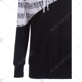 usic Note Two Tone Hoodie - Black