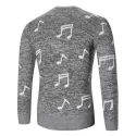 Musical Note Print Pullover Hoodie - Light Gray