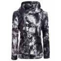 Oblique Zipper Tie Dye Hoodie - Black