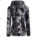 Oblique Zipper Tie Dye Hoodie - Black