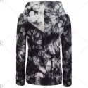 Oblique Zipper Tie Dye Hoodie - Black