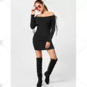 Off The Shoulder Jumper Dress - Black