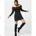 Off The Shoulder Jumper Dress - Black