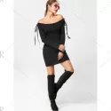 Off The Shoulder Jumper Dress - Black