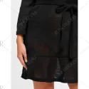 Off The Shoulder Knitted Dress with Belt - Black
