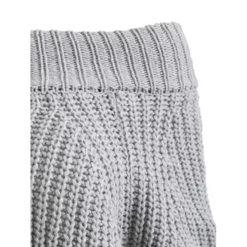 Off The Shoulder Pullover Chunky Sweater - Gray One