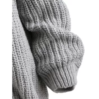 Off The Shoulder Pullover Chunky Sweater - Gray One