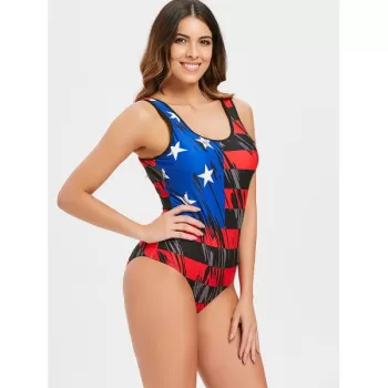 One-piece American Flag Low Back wimsuit -