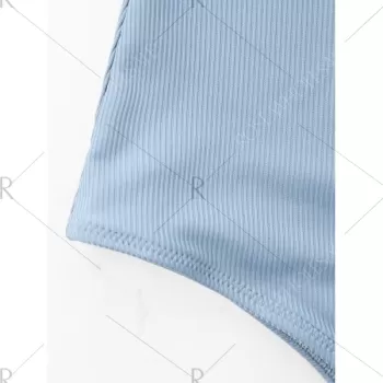 One Piece High Cut Swimwear with Criss Cross - Cloudy