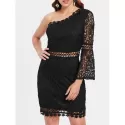 One Shoulder ace Sheath Dress - Black