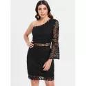 One Shoulder ace Sheath Dress - Black