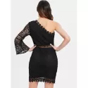 One Shoulder ace Sheath Dress - Black
