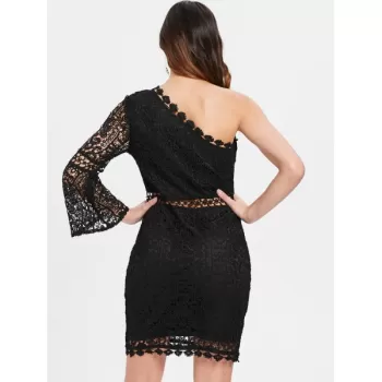One Shoulder ace Sheath Dress - Black