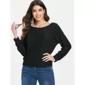 Open Back Criss Cross Sweatshirt - Black