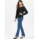 Open Back Criss Cross Sweatshirt - Black
