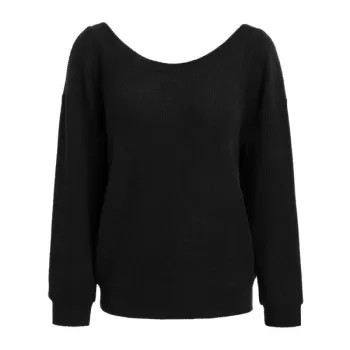 Open Back Criss Cross Sweatshirt - Black