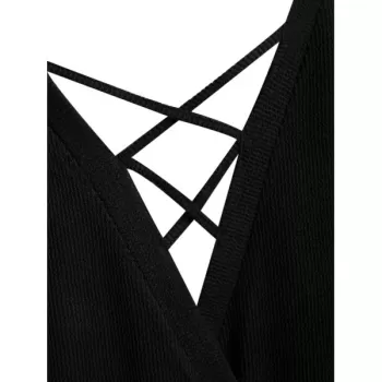 Open Back Criss Cross Sweatshirt - Black
