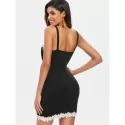 Open Back ace Color Block Dress - Black