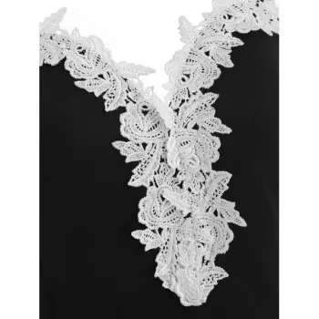 Open Back ace Color Block Dress - Black