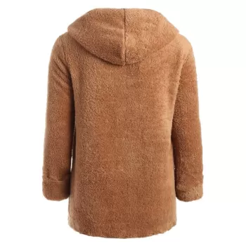 Open Front Hooded Fuzzy Coat - Yellow