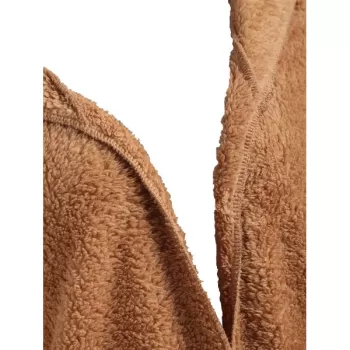 Open Front Hooded Fuzzy Coat - Yellow