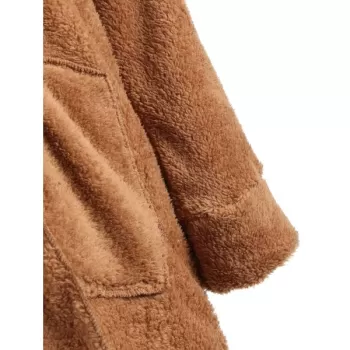 Open Front Hooded Fuzzy Coat - Yellow