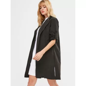 Open Front Thin Coat - Black