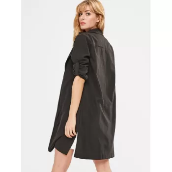 Open Front Thin Coat - Black
