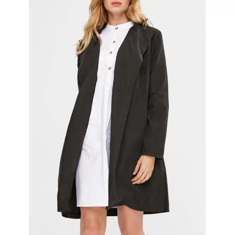 Open Front Thin Coat - Black
