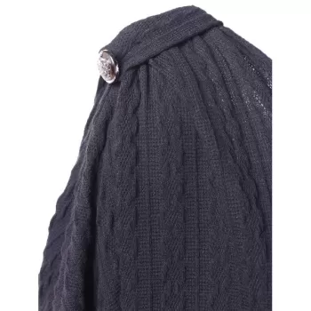 Open One Shoulder Long Sleeve Tunic Dress - Dark Gray