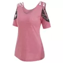 Open Shoulder Criss Cross ace Panel T Shirt - Flamingo Pink