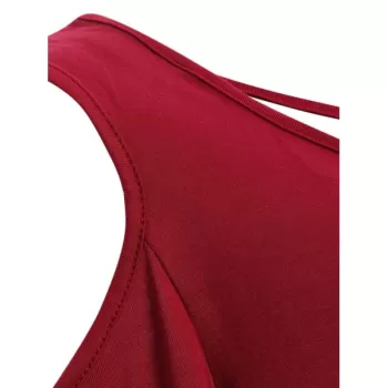 Open Shoulder Criss Cross T-shirt - Red