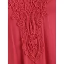 Open Shoulder Lace Applique Tee - Red