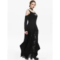 Open houlder Lace Panel Asymmetrical Dress - Night