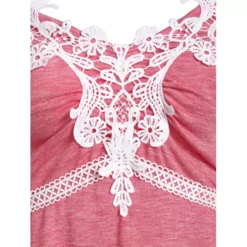 Open Shoulder arled Spaghetti Strap T Shirt - Light Coral