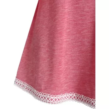 Open Shoulder arled Spaghetti Strap T Shirt - Light Coral