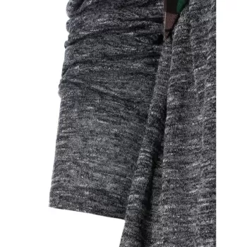 Open Shoulder Plaid Pattern Crisscross Sweater - ulti-a