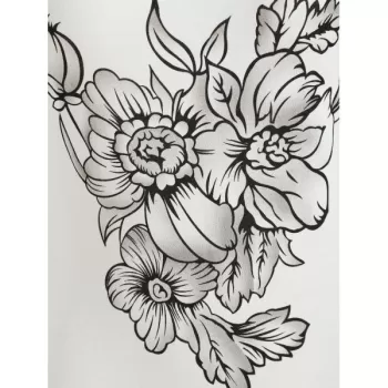 Open houlder Printed Blouson T-shirt - Milk White