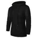 Openwork Long Sleeve Hoodie - Black