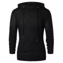 Openwork Long Sleeve Hoodie - Black