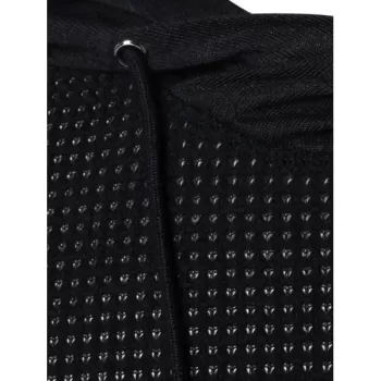Openwork Long Sleeve Hoodie - Black