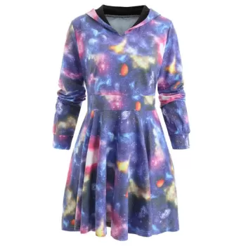 Outer Space Fit and Flared Mini Dress - Royal Blue