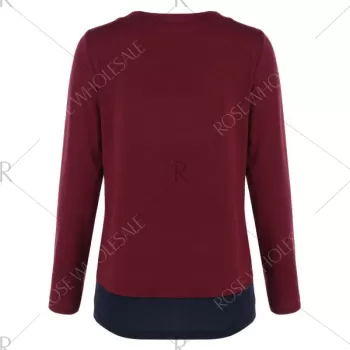 Overlap Two Tone Tee - Red With Black